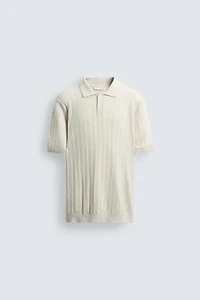 RIBBED KNIT POLO SHIRT