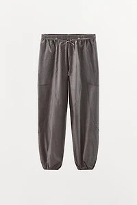 STRIPED PAPER BAG WAIST PANTS