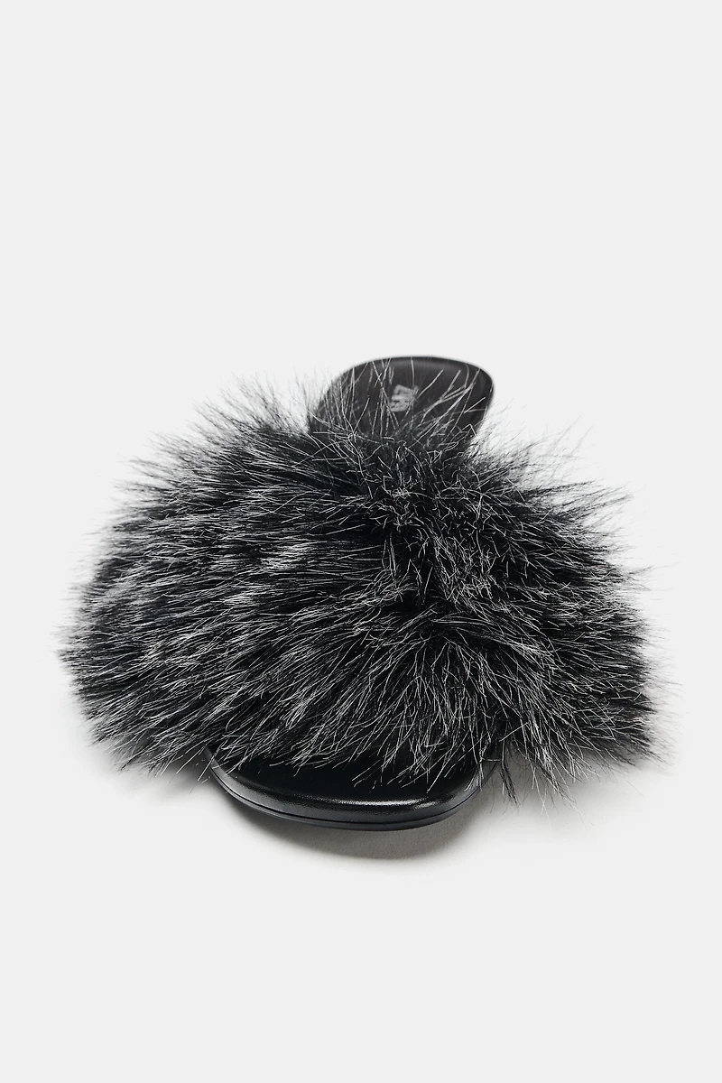 SANDALES EFFET FOURRURE