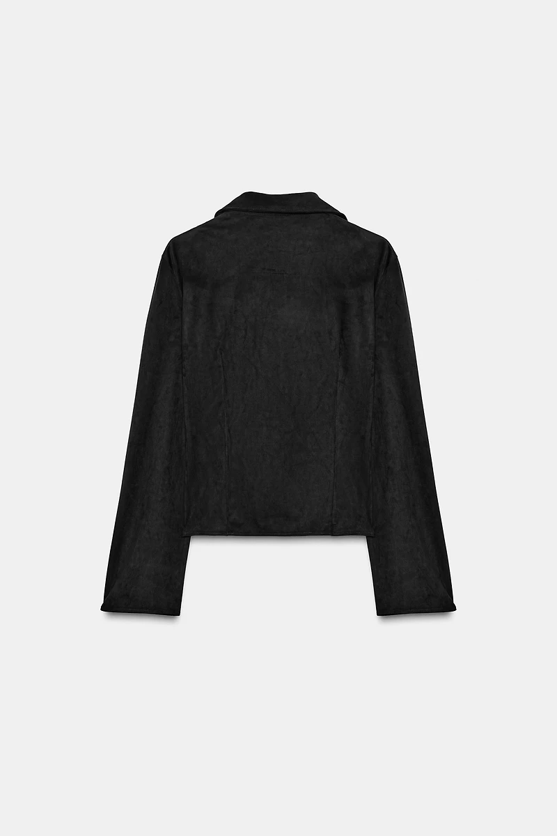 FAUX SUEDE SHIRT WITH TIES