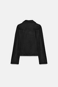 FAUX SUEDE SHIRT WITH TIES