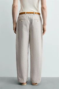 PANTALON STRAIGHT FIT EN SEERSUCKER
