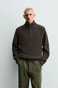 PURL KNIT QUARTER-ZIP SWEATER