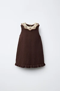 CROCHET DETAIL KNIT DRESS