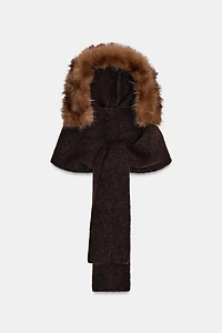 FAUX FUR SCARF HOOD
