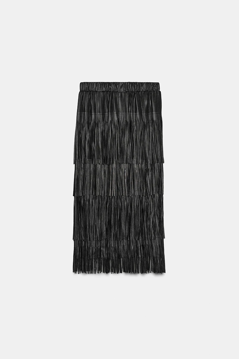JUPE MIDI FRANGES