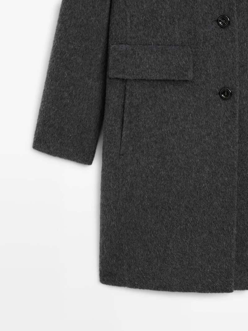 Manteau mi-long à revers en laine mélangée