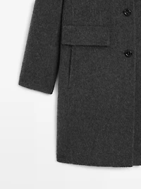 Manteau mi-long à revers en laine mélangée