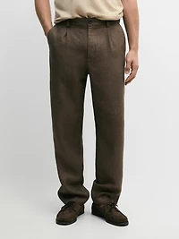 Pantalon à chevrons en lin total look