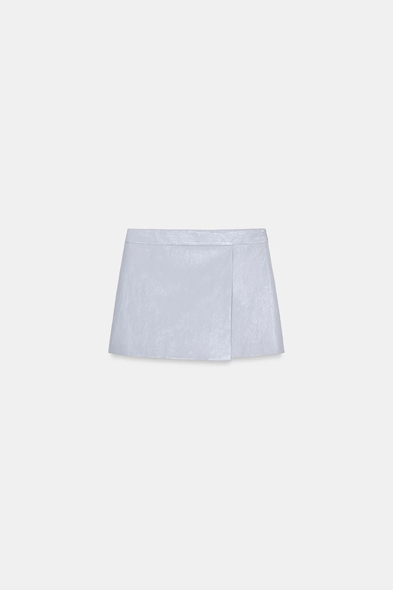 FAUX LEATHER WRAP SKORT