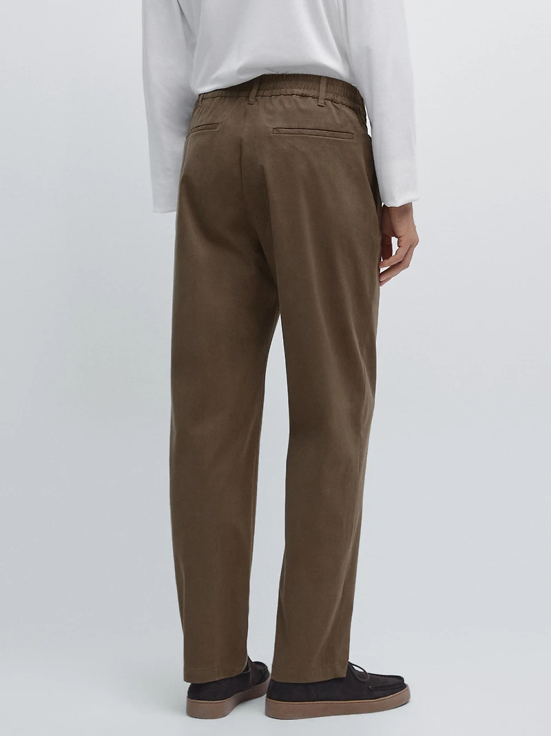 Cotton blend jogger fit trousers