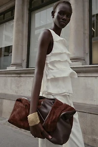 RUFFLED SATIN EFFECT TOP