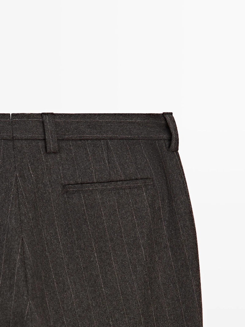 Striped wool blend suit trousers