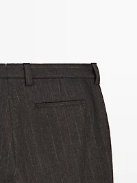 Striped wool blend suit trousers