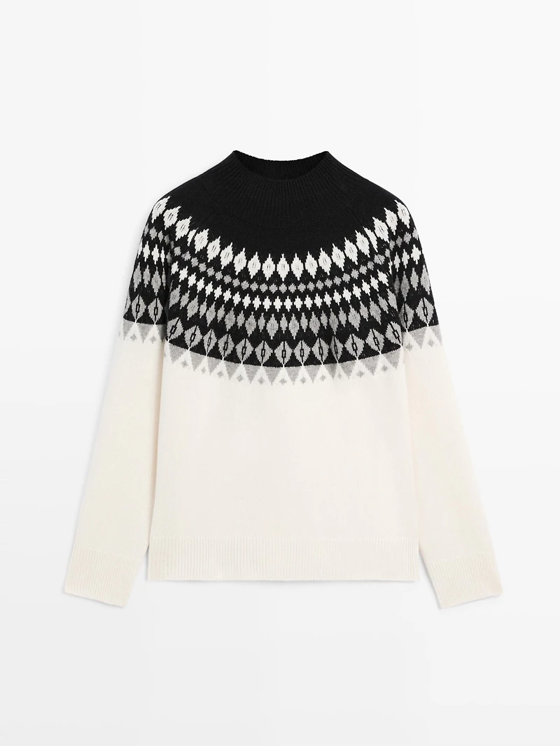 Pull en maille jacquard de laine mélangée
