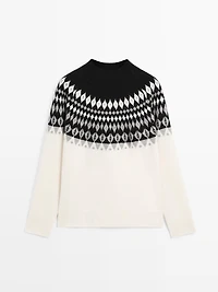 Pull en maille jacquard de laine mélangée