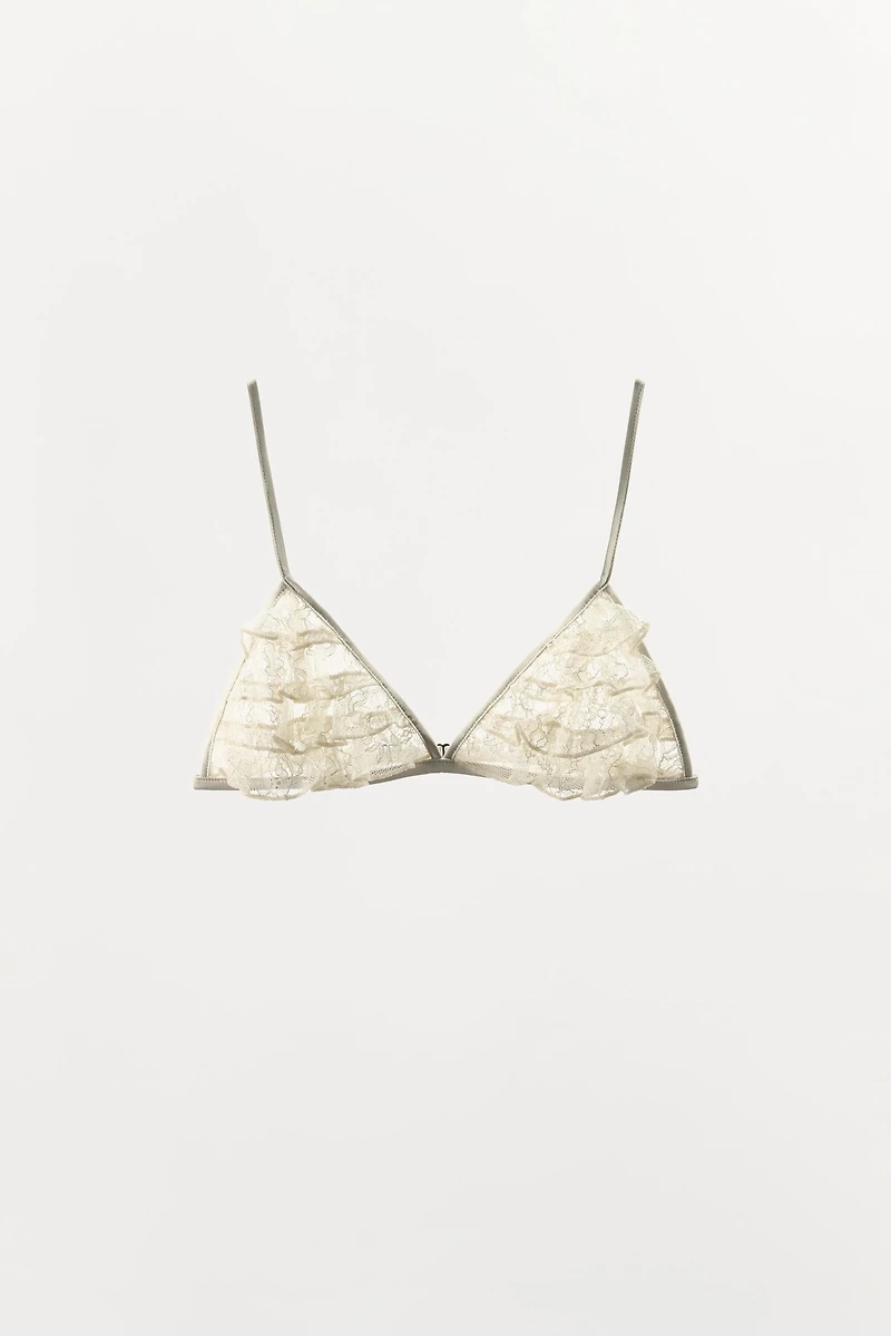 RUFFLED LACE TRIANGLE BRA