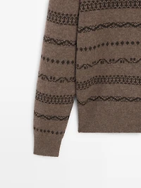 Wool blend jacquard knit sweater