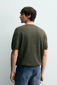 T-SHIRT EN MAILLE COL BOUTONNÉ COTON-LIN