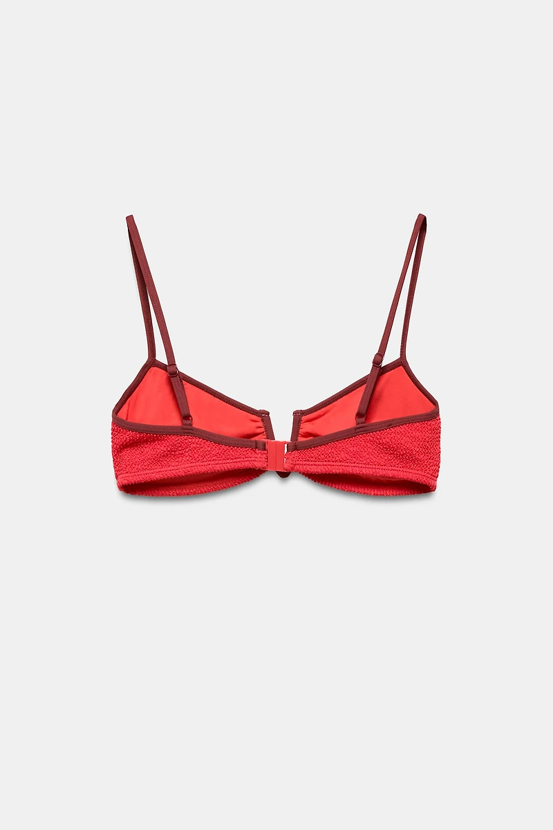 CONTRAST TEXTURED BIKINI TOP
