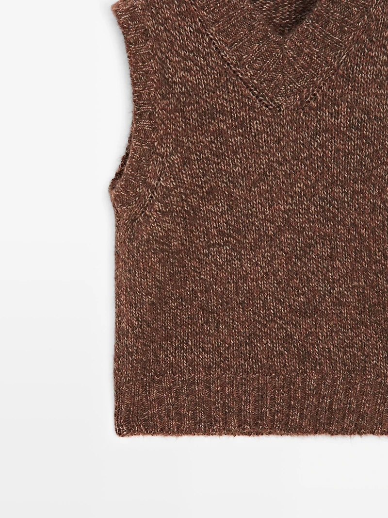 Flecked alpaca and felt texture vest