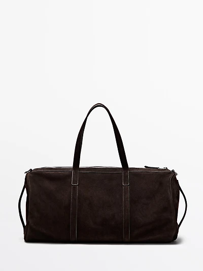 Suede leather travel bag