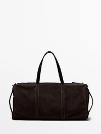 Suede leather travel bag