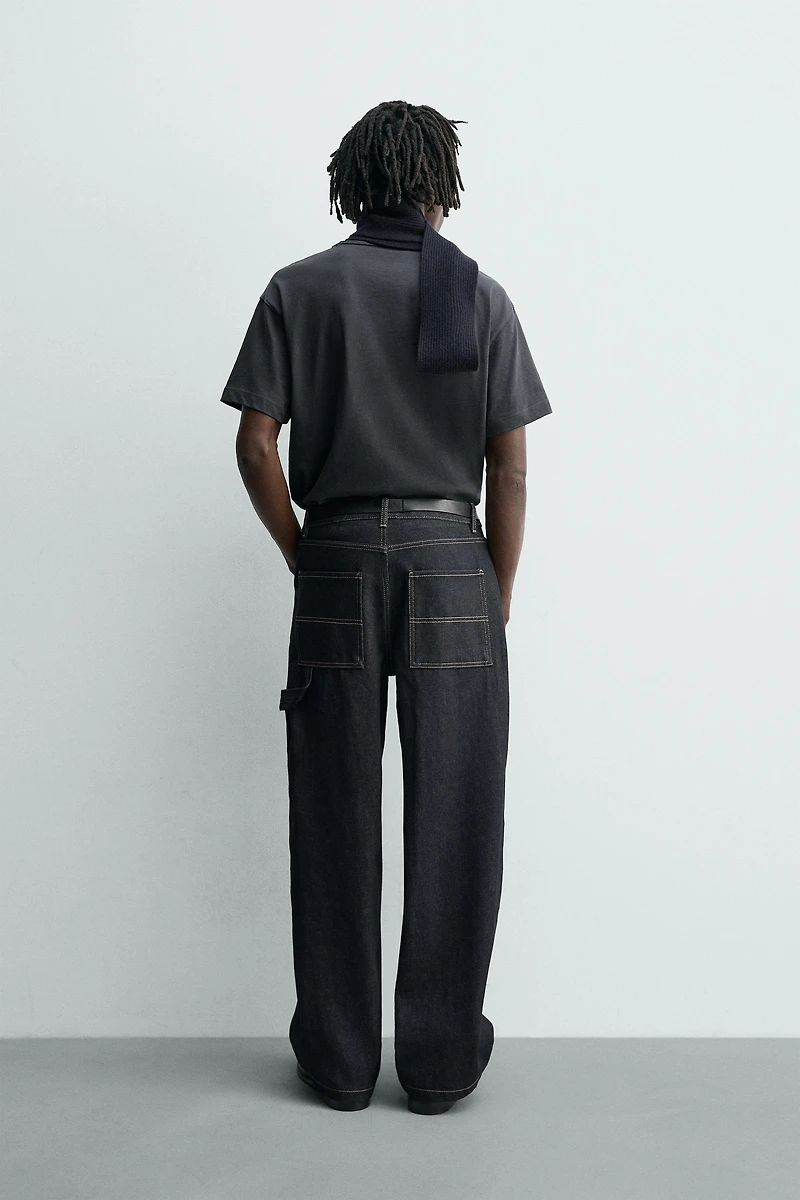 BAGGY FIT CARPENTER JEANS WITH TOPSTITCHING