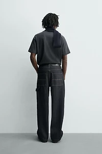 BAGGY FIT CARPENTER JEANS WITH TOPSTITCHING