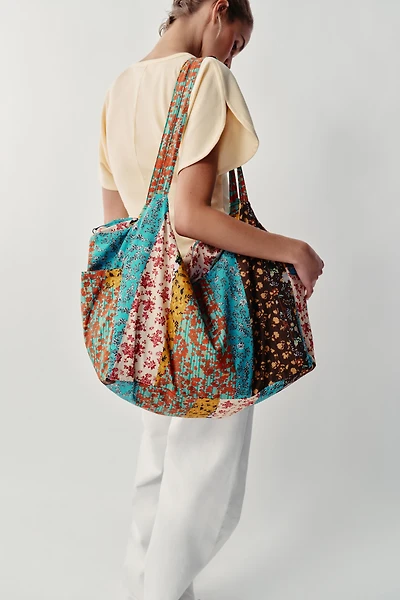 100% COTTON FLORAL PRINT MAXI BAG
