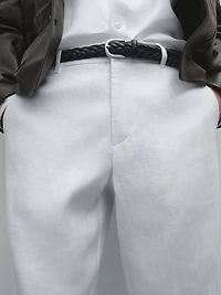 100% linen tapered fit trousers