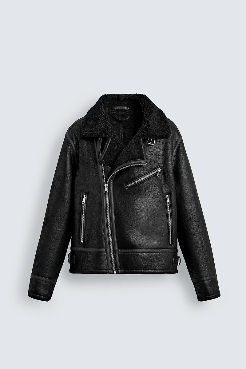 COMBINATION FAUX LEATHER JACKET