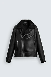 COMBINATION FAUX LEATHER JACKET