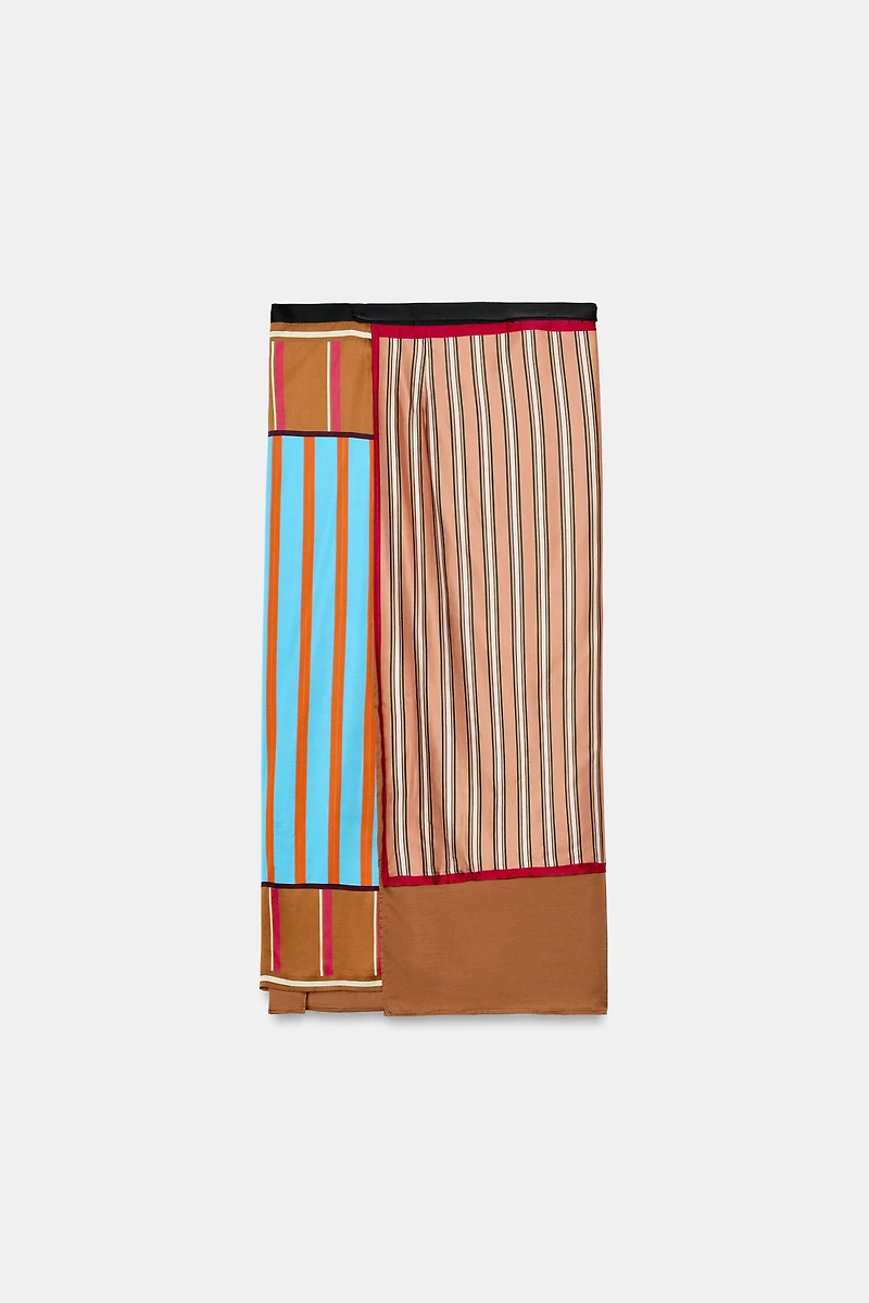 STRIPED PRINT PAREO SCARF
