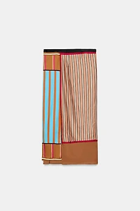 STRIPED PRINT PAREO SCARF