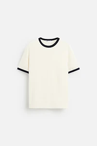 BASIC CONTRAST RIBBED T-SHIRT