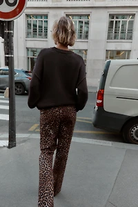 ANIMAL PRINT FLARE PANTS