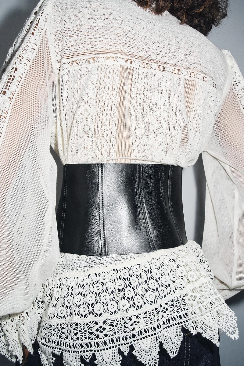 TEXTURED LEATHER CORSET BELT