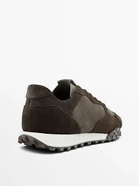 Contrast leather trainers