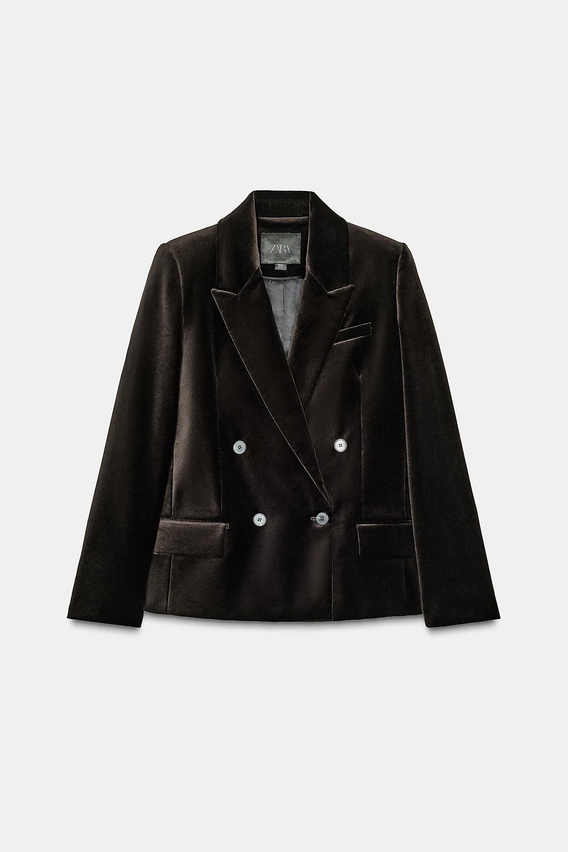 VELVET DOUBLE-BREASTED BLAZER ZW COLLECTION