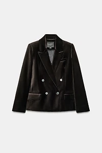 VELVET DOUBLE-BREASTED BLAZER ZW COLLECTION
