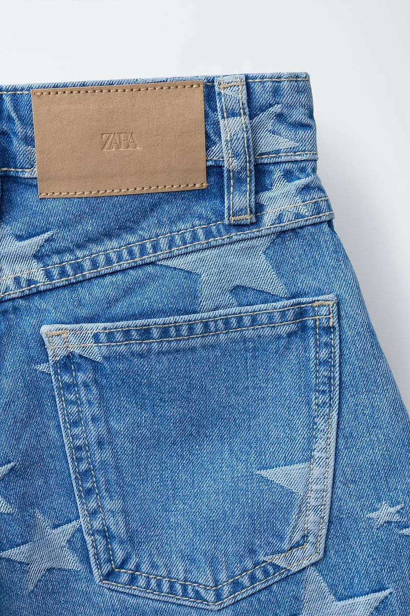 STAR PRINT DENIM SHORTS