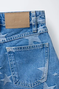 STAR PRINT DENIM SHORTS