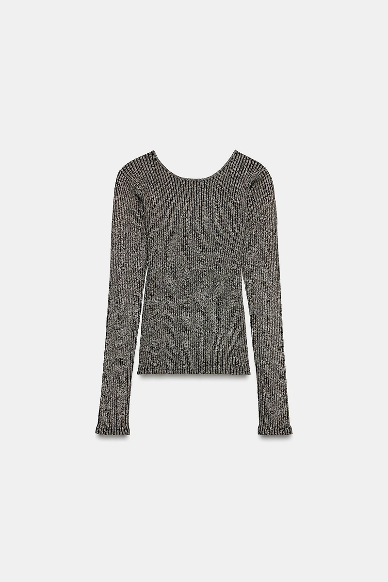 METALLIC THREAD OPEN BACK TOP