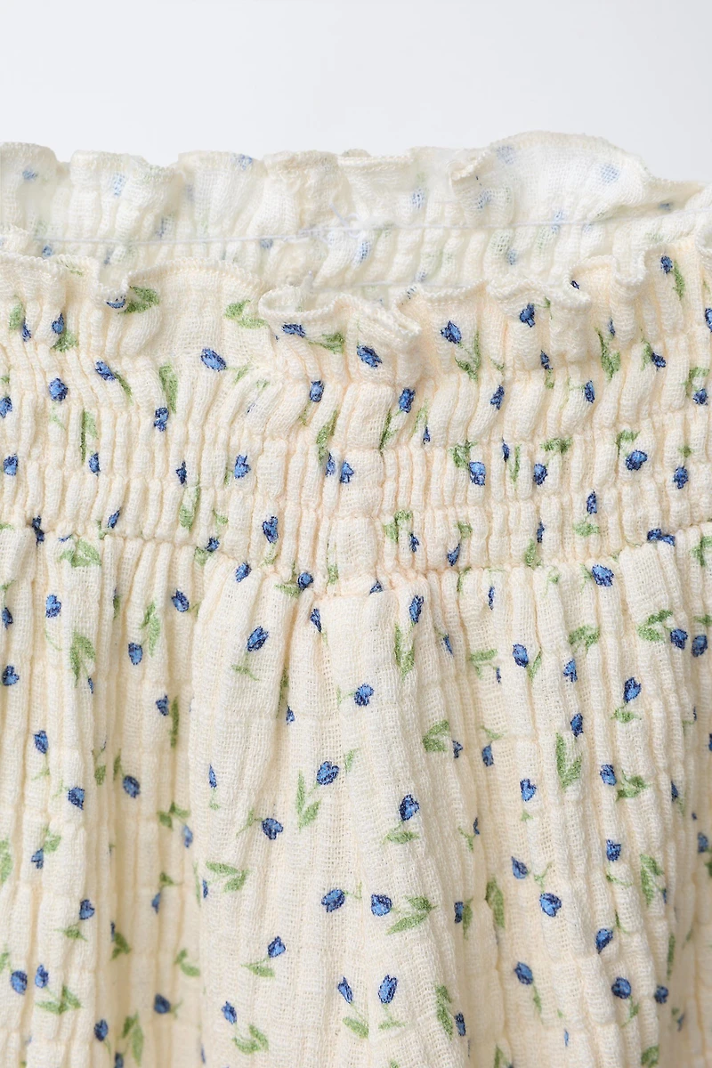 PANTALON BAGGY TEXTURÉ À FLEURS