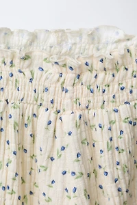 PANTALON BAGGY TEXTURÉ À FLEURS