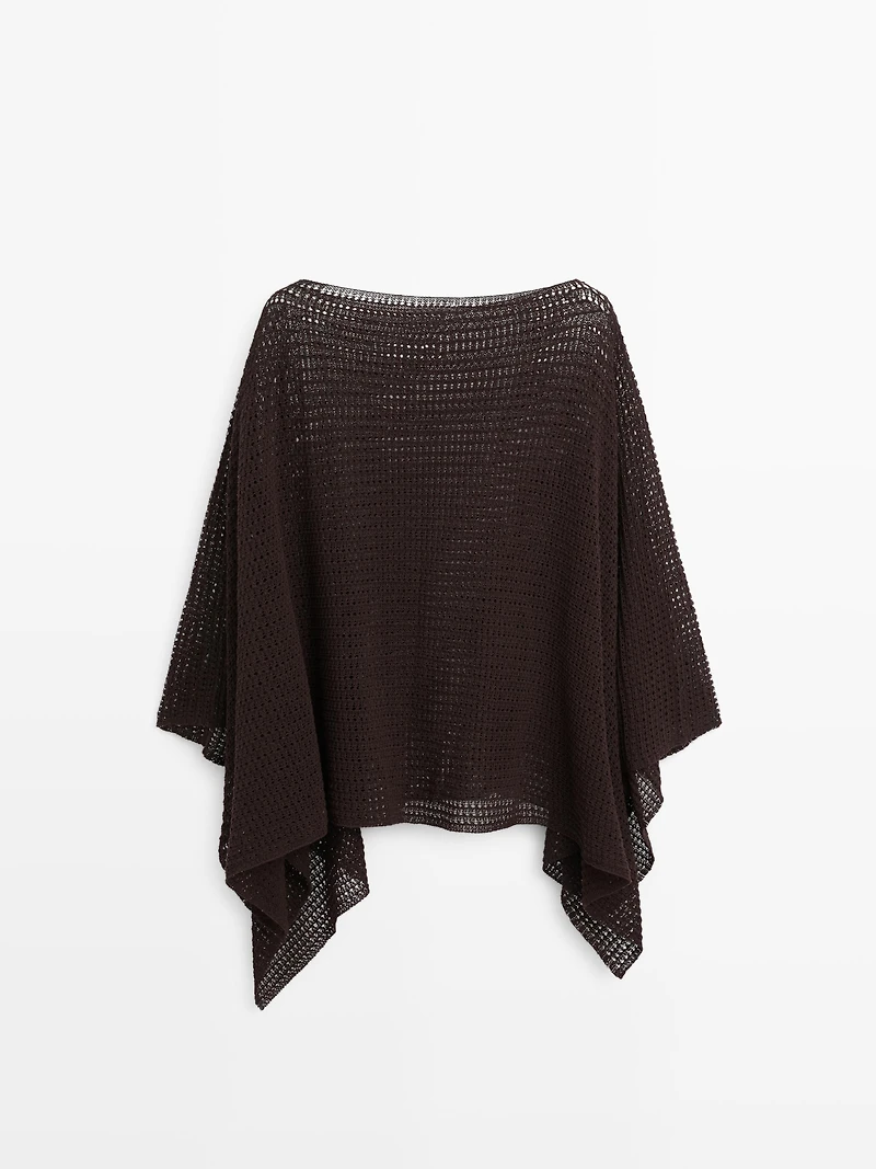 Cotton blend cape with openwork detail