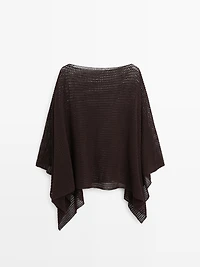 Cotton blend cape with openwork detail