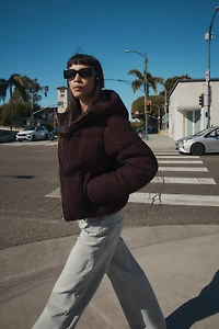 CABLE KNIT HOODED ANORAK