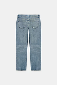 ZW COLLECTION MID-RISE RIPPED STRAIGHT LEG JEANS